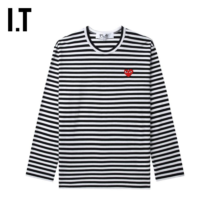 IT CDG PLAY COMME des GARCONS Kawakubo Rei пара striped длинными рукавами футболка освежающая и модная