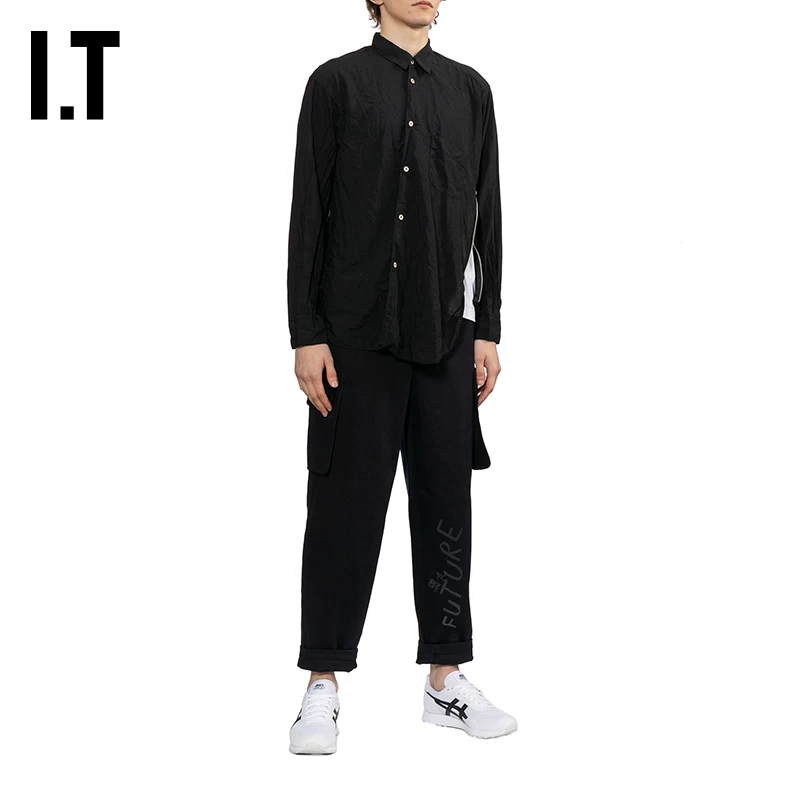 IT CDG COMME des GARCONS SHIRT мужская асимметричная рубашка с длинными рукавами и боковыми молниями