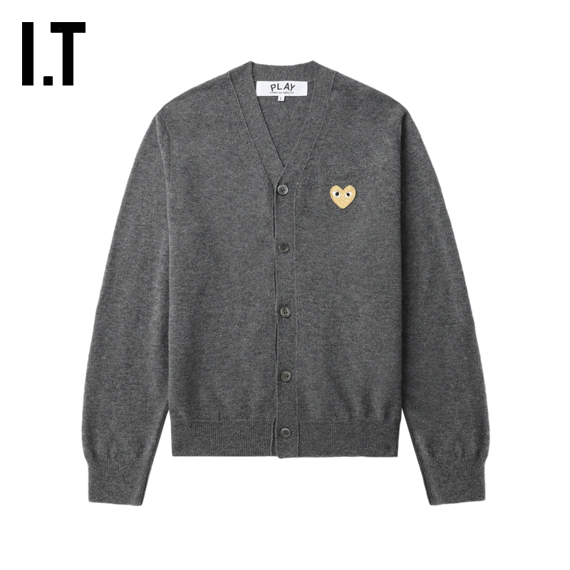 It Cdg Play Comme Des Garcons Rei Kawakubo Couple's Fitted Wool Knit Cardigan It Cdg Play Comme Des Garcons Rei Kawakubo Couple's Fitted Wool Knit Cardigan