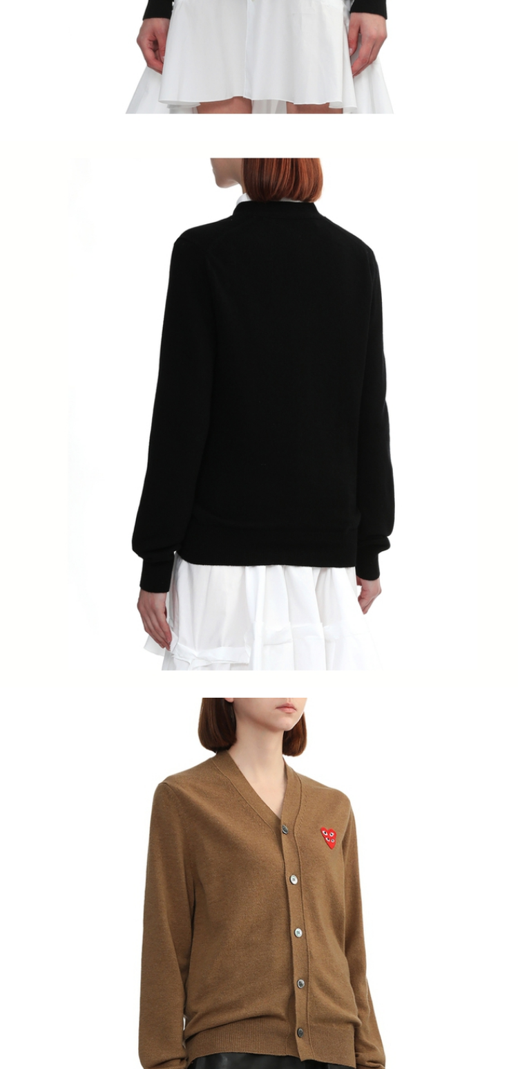 товар из китая it cdg play comme des garcons川久保玲情侣款基础羊毛针织开衫 I.t