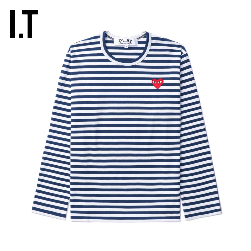 IT CDG PLAY COMME des GARCONS Kawakubo Rei пара striped длинными рукавами футболка освежающая и модная