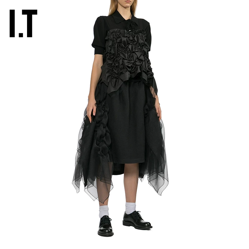IT CDG трикот COMME des GARCONS женский топ с бретелькой назад 3D рюши боди