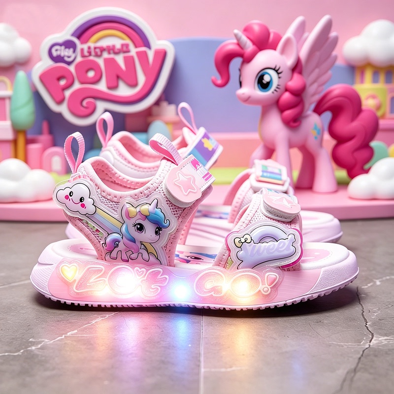 Children's Princess Sandals 2026 Summer New Model My Little Pony Girls' Light-Up Shoes Soft Sole Non-Slip Girls' Beach Shoes