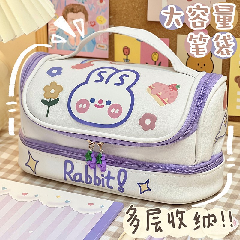 ins wind net red girl heart pen bag large capacity student junior high school stationery bag lead pencil case multilayer creative cute