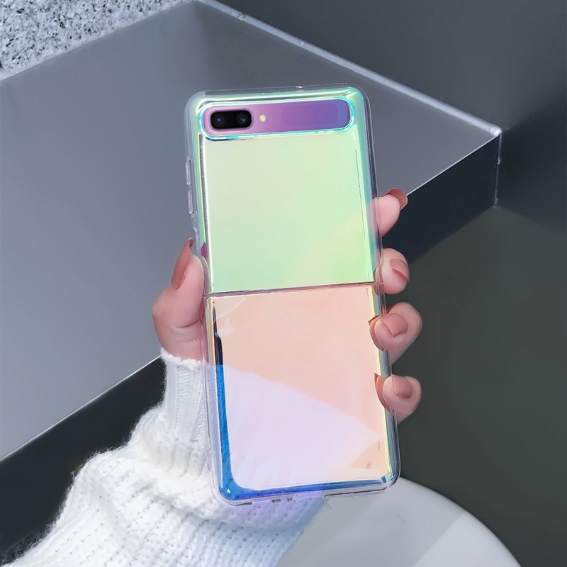 Samsung Galaxy Z Flip 3 mobile phone protective case transparent colorful flash sm-f7070 fashion anti-fall soft shell Z Flip 2 personality ins wind suitable for f7