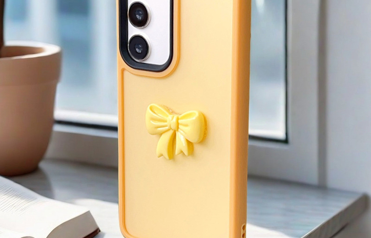 Cute Yellow Ribbon For Girls S24, S24 Plus, S24 Ultra, S23, S23 Plus, S23 Ultra, S22, S22 Plus, S22 Ultra Samsung Phone Case