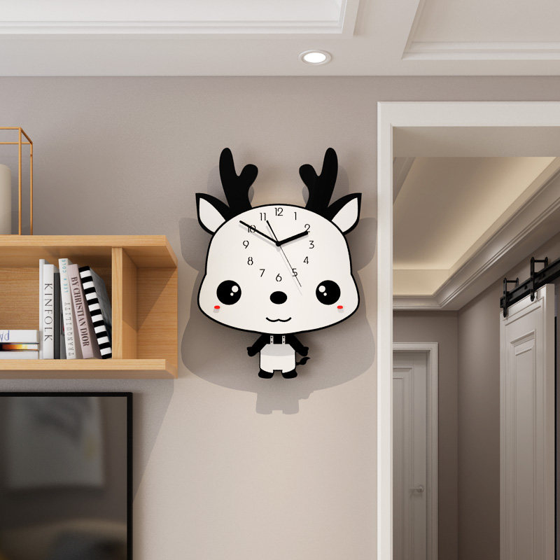 Children's room mute wall clock fashion personality living room bedroom creative clock creative cute cartoon decorative clock