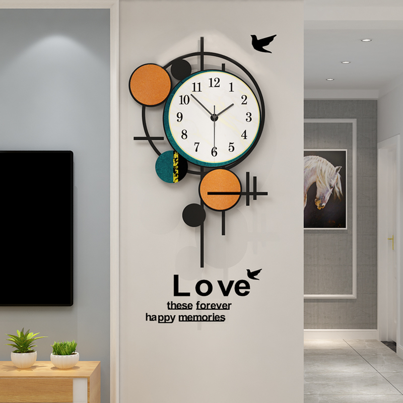 Net red creative 2021 watch light luxury atmosphere wall clock living room decoration home fashion Nordic simple modern clock