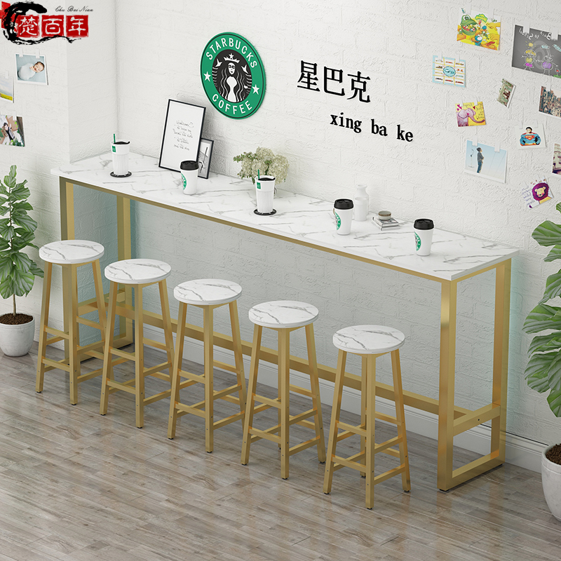Wall bar table home high table simple bar balcony long table milk tea shop table and chair combination high table
