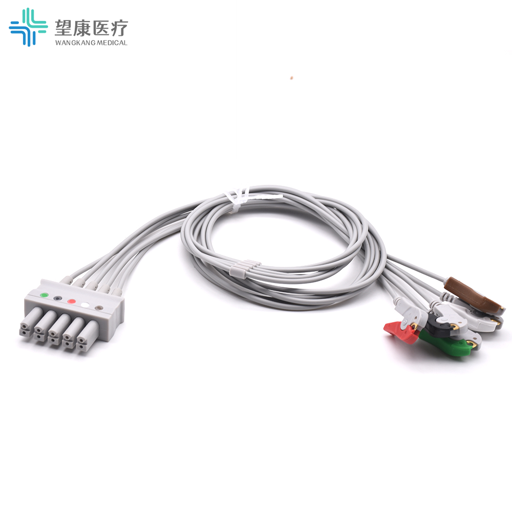 厂家直销兼容迈瑞系列监护仪分体式三导扣式心电导联线