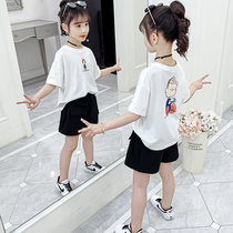 Girls short-sleeved T-shirt 2020 new summer Korean version of Big child long half-sleeved top childrens round neck shirt