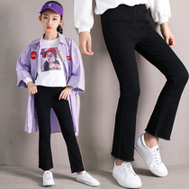 Girls spring and autumn stretch jeans big children foreign-quality spring pants childrens micro-horn trousers