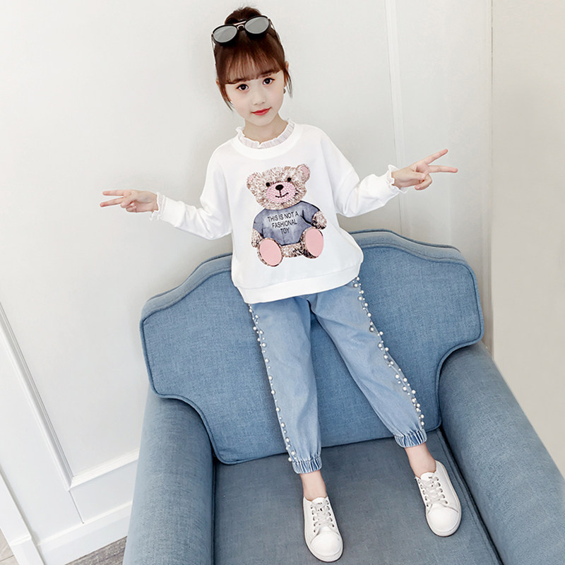 Spring and Autumn Girl Cartoon Sweater in Big Boy Fashion Dress Han Edition Children's Fall Casual Top