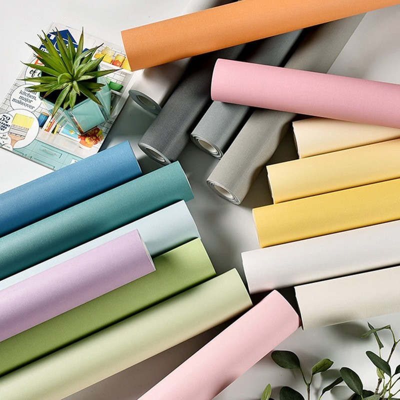 Solid color self-adhesive plain color wallpaper College dormitory bedroom wallpaper ins Sen department Nordic warm bedroom living room