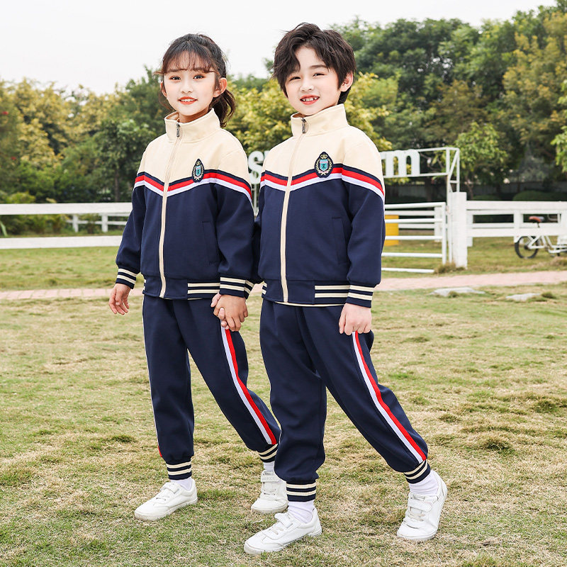 Kindergarten uniform spring and autumn clothing college style sportswear three-piece set primary school uniform suit men and women children's class clothing