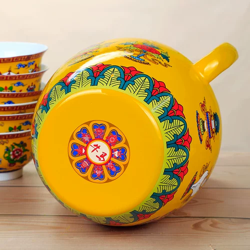 Восемь Jijinxiang Gae Pot Emamel Эмалевая Эмале из Изумрудная восемь сокровищ Буддийский храм тибетский национальный
