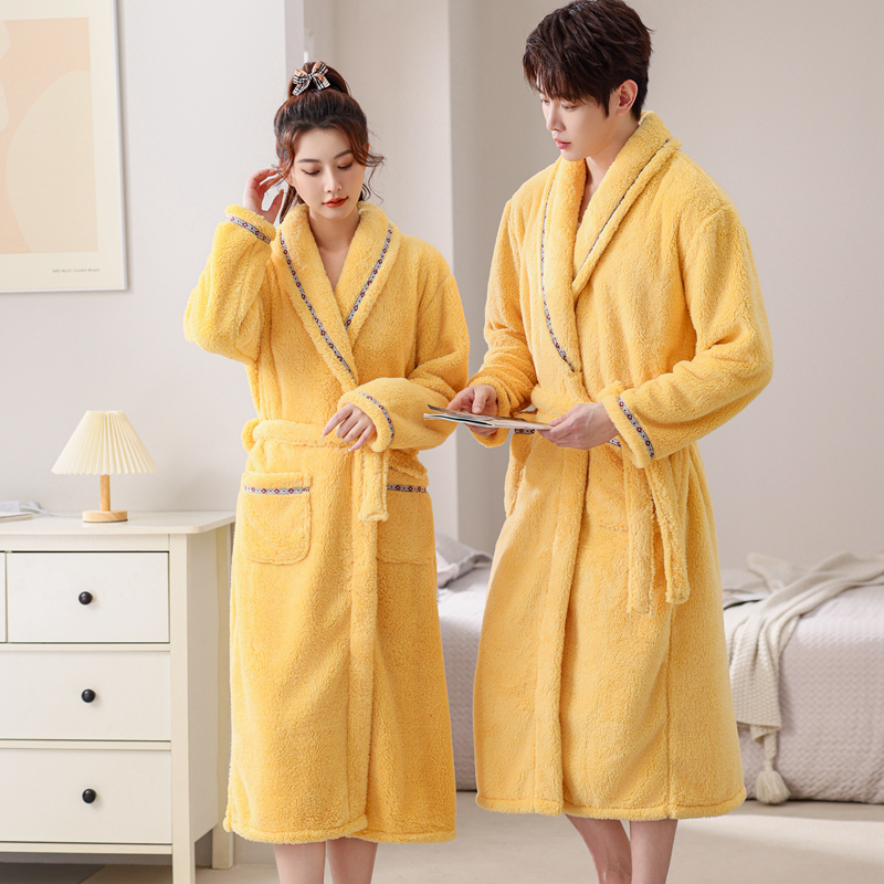 Thickened and Lengthened Coral Velvet Couple's Robe, Autumn and Winter Long Robe, Pajamas, Flannel Men's and Women's Dressing Gown, Bathrobe, Home Wear Thickened and Lengthened Coral Velvet Couple's Robe, Autumn and Winter Long Robe, Pajamas, Flannel Men's and Women's Dressing Gown, Bathrobe, Home Wear