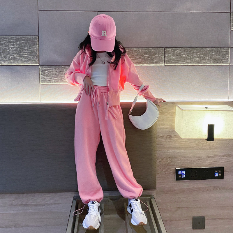 Girl Suit Spring Dress 2022 New Korean Version Online Red Ocean Sports Spring Autumn Wear two sets of parent-child boomers