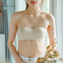 Wedding dress with no shoulder stealth bra anti-slip steel ring underwear gathering bra without trace bra summer thin