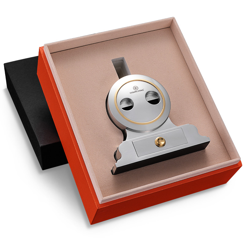 CigarKing Cigar Cut Cigar Scissor Platinum President Double - hole Cigar Cutter Limited 50 Gift Box Packaging