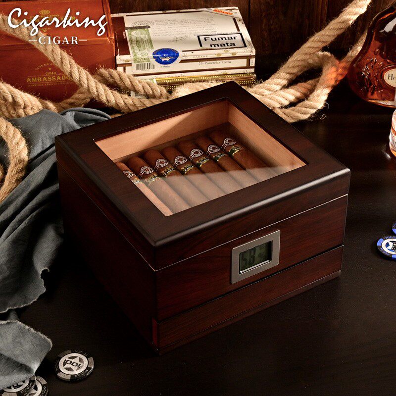 Cigar box imported cedar wood cigar box professional sealed large-capacity storage double-layer cigar humidor set