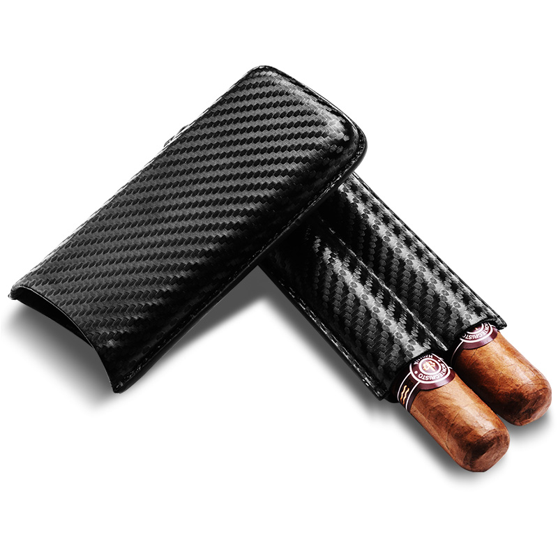 Cigarking Cigar Sleeve Travel Poop Style Two lined with snow pine wood Leather Moisturizing Leather