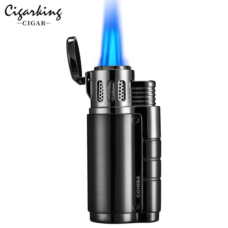 CigarKing cigar lighter three-tube windproof straight-through inflatable gas with portable cigar drill cigar lighter