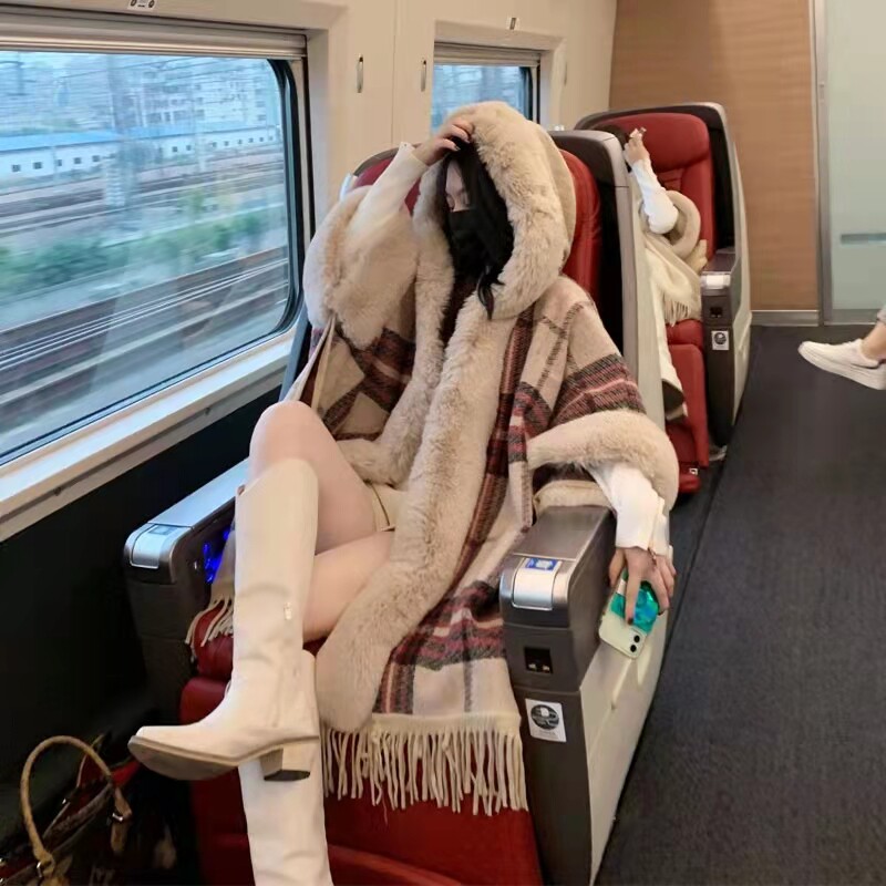 Maternity autumn and winter coat mid-length version 2021 net red maternity dress cardigan windbreaker winter cape shawl top