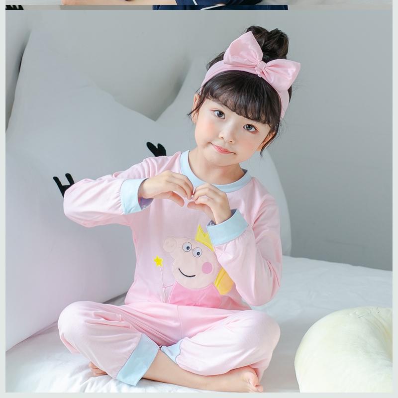 Trẻ em Pyjama 3 cô gái 4 áo dài tay 5 bông 6 mùa thu 8 trẻ em 9 năm mùa xuân cũ và cô gái mùa thu quần áo nhà thiết.