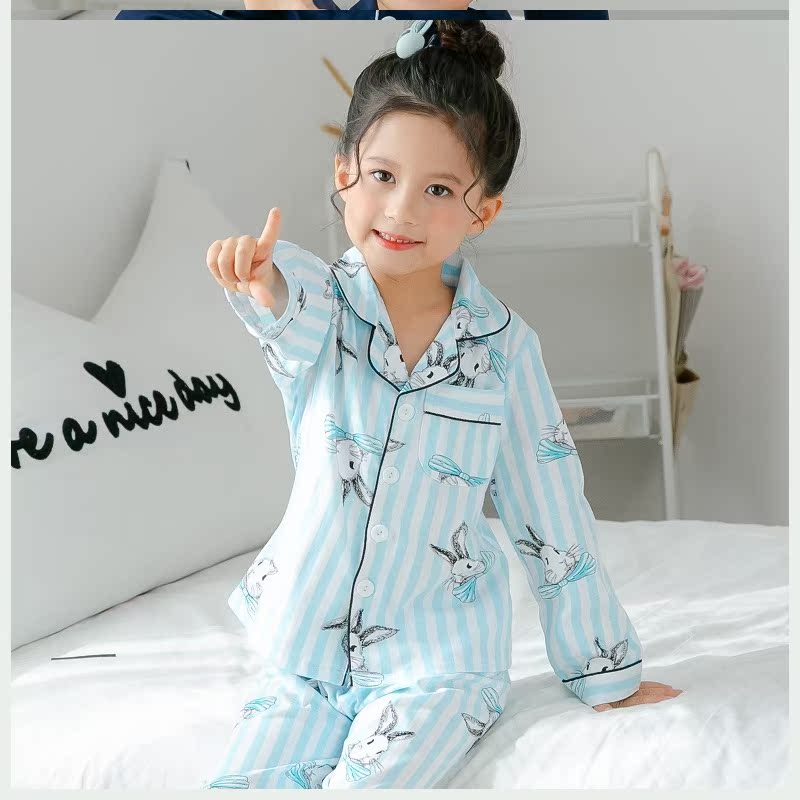 Trẻ em Pyjama 3 cô gái 4 áo dài tay 5 bông 6 mùa thu 8 trẻ em 9 năm mùa xuân cũ và cô gái mùa thu quần áo nhà thiết.