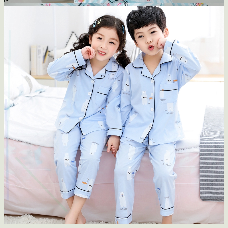 Trẻ em Pyjama 3 cô gái 4 áo dài tay 5 bông 6 mùa thu 8 trẻ em 9 năm mùa xuân cũ và cô gái mùa thu quần áo nhà thiết.