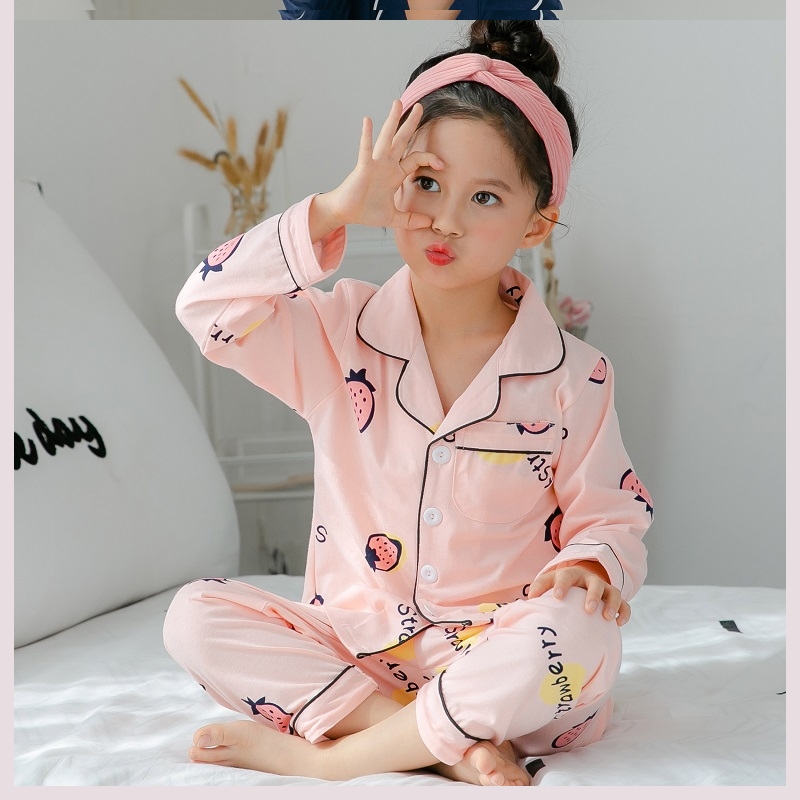 Trẻ em Pyjama 3 cô gái 4 áo dài tay 5 bông 6 mùa thu 8 trẻ em 9 năm mùa xuân cũ và cô gái mùa thu quần áo nhà thiết.