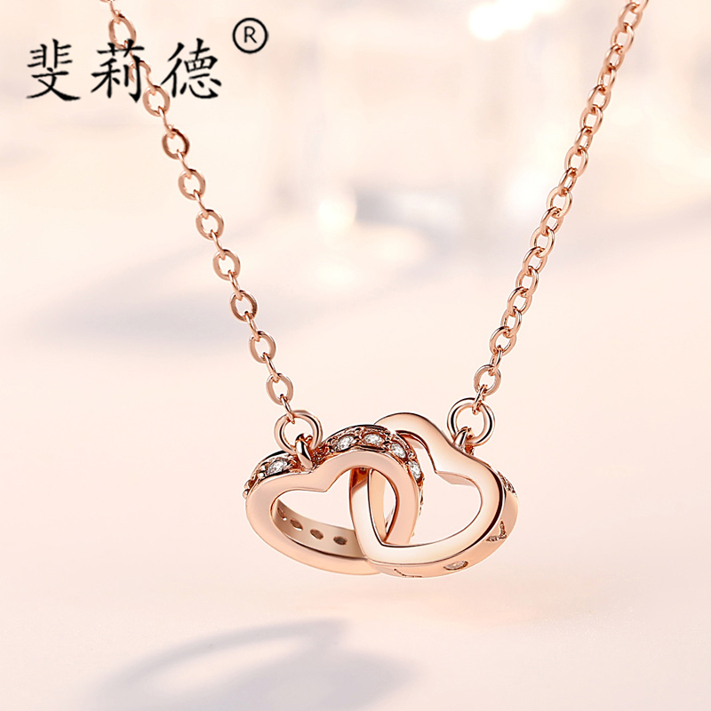 Fidelid loving necklace female tide 925 silver Han version Advanced senses fashion brief Pendant Small Crowddesign Lock Bone Chain