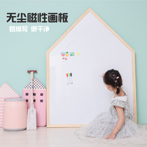 Childrens magnetic House modeling drawing board baby graffiti whiteboard home teaching small blackboard writing board rewritable wall stickers cork board magnetic decoration wall hanging wood grain frame