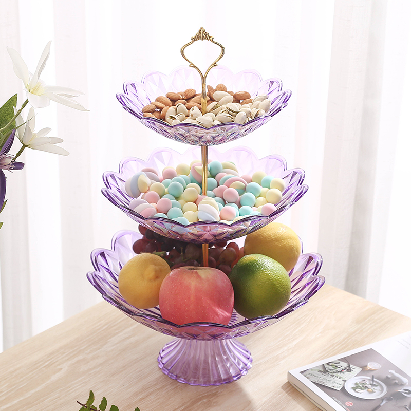 Multilayer fruit tray home tea table containing living room candy tray Zero food melon tray plastic base creative dried fruit tray