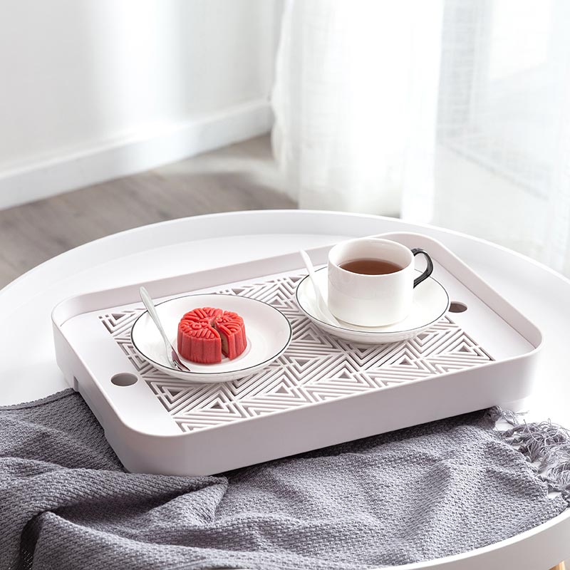 Rectangular double layer leachate tray plastic tea tray Home water cup Living room Nordic European-style minimalist cup drain pan