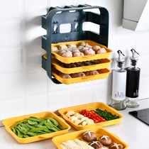 Kitchen accessories Dish Gods wall-mounted shelves Home Vegetable Trays Multilayer Multifunction Hot Pot Preparation Dish Free