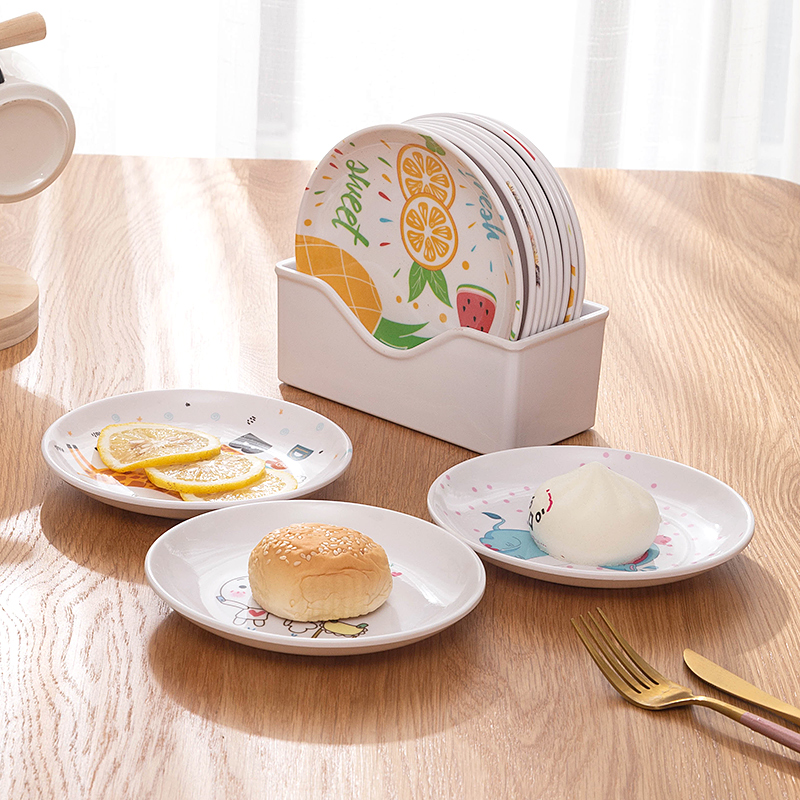 Round thick bone dish snack Japanese dried fruit dish spit fish thorn garbage plate dining table cartoon pastry heart plate