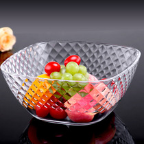 Transparent plastic Japanese-style fruit plate Household living room creative candy basin Round drop-resistant salad bowl large fruit and vegetable plate