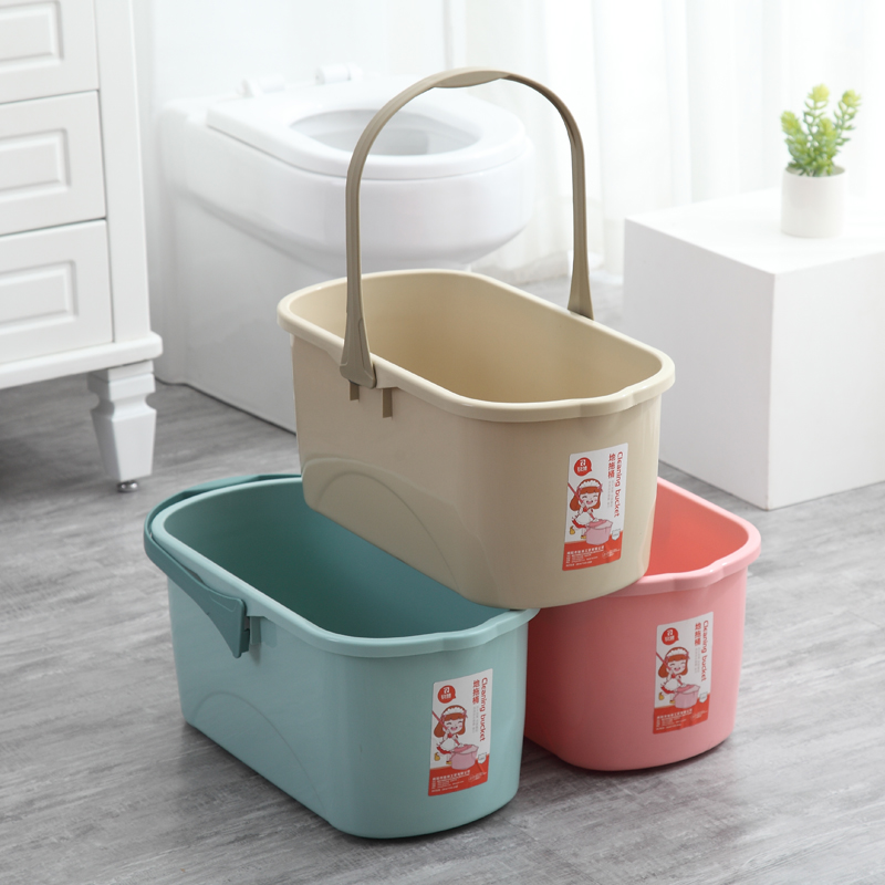 Household flat mop bucket sponge rubber cotton mop cleaning bucket rectangular portable plastic pulley bucket wash car bucket