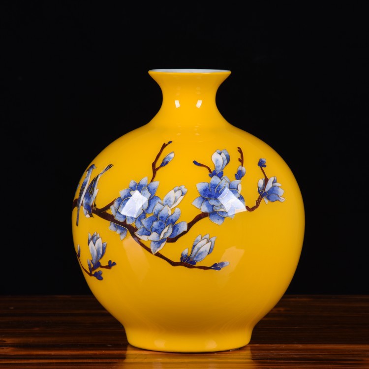 Jingdezhen ceramic vase home sitting room golden straw yellow charactizing a pomegranate bottled act the role ofing is tasted furnishing articles