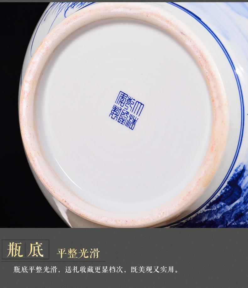 Jingdezhen ceramics hand - made of blue and white porcelain vase furnishing articles of new Chinese style living room home TV ark adornment arranging flowers