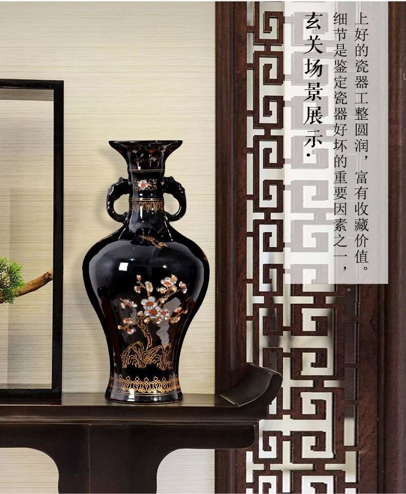 Jingdezhen ceramics vase archaize sharply glaze flower arranging Chinese style living room TV cabinet porch decoration collection furnishing articles