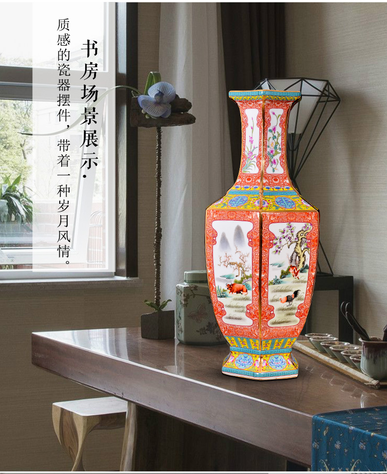 Archaize of jingdezhen ceramics colored enamel flower arranging new Chinese style classical vase home decoration crafts are sitting room