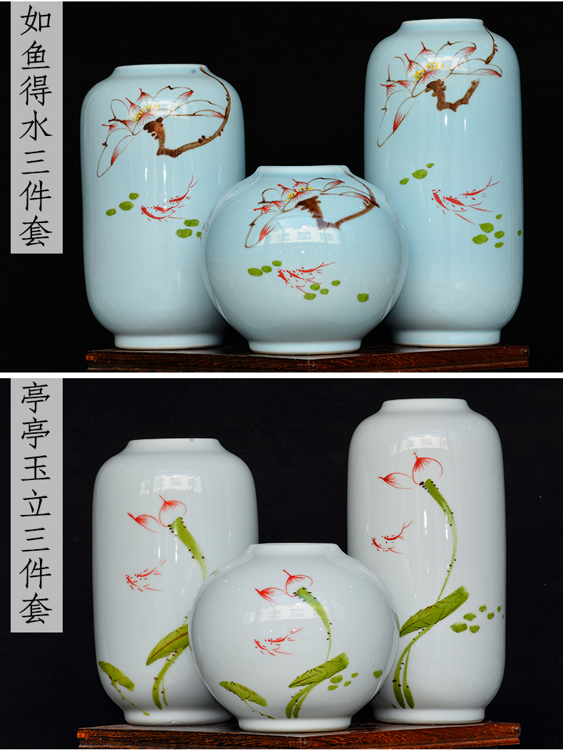 Jingdezhen modern new Chinese style ceramic vase furnishing articles sitting room of TV ark, dried flower arranging flowers wine porch decoration