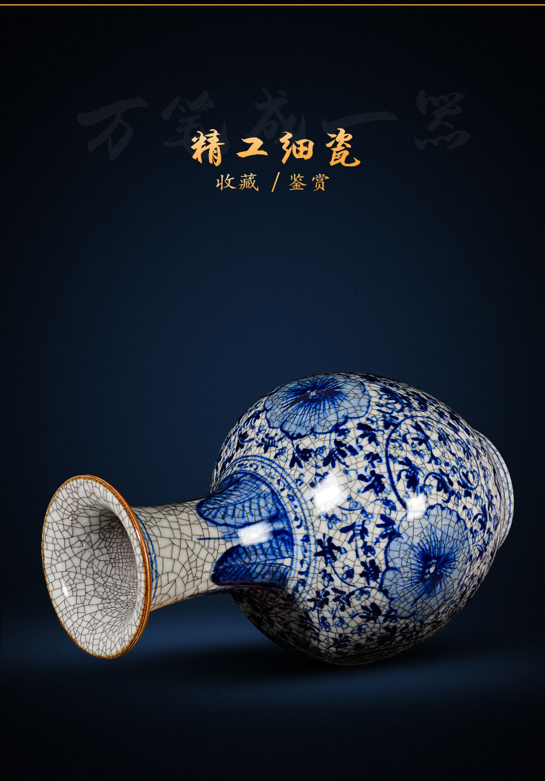 Jingdezhen ceramics vase hand - made of blue and white porcelain up of the study of Chinese style household living room TV cabinet furnishing articles