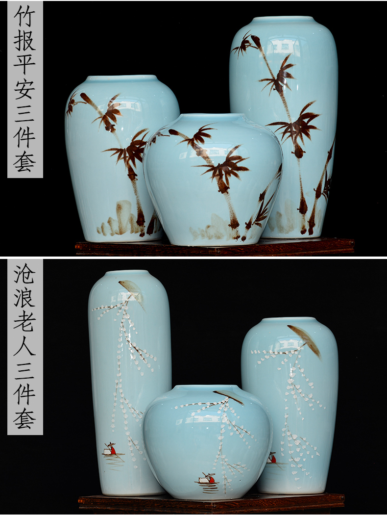 Jingdezhen modern new Chinese style ceramic vase furnishing articles sitting room of TV ark, dried flower arranging flowers wine porch decoration