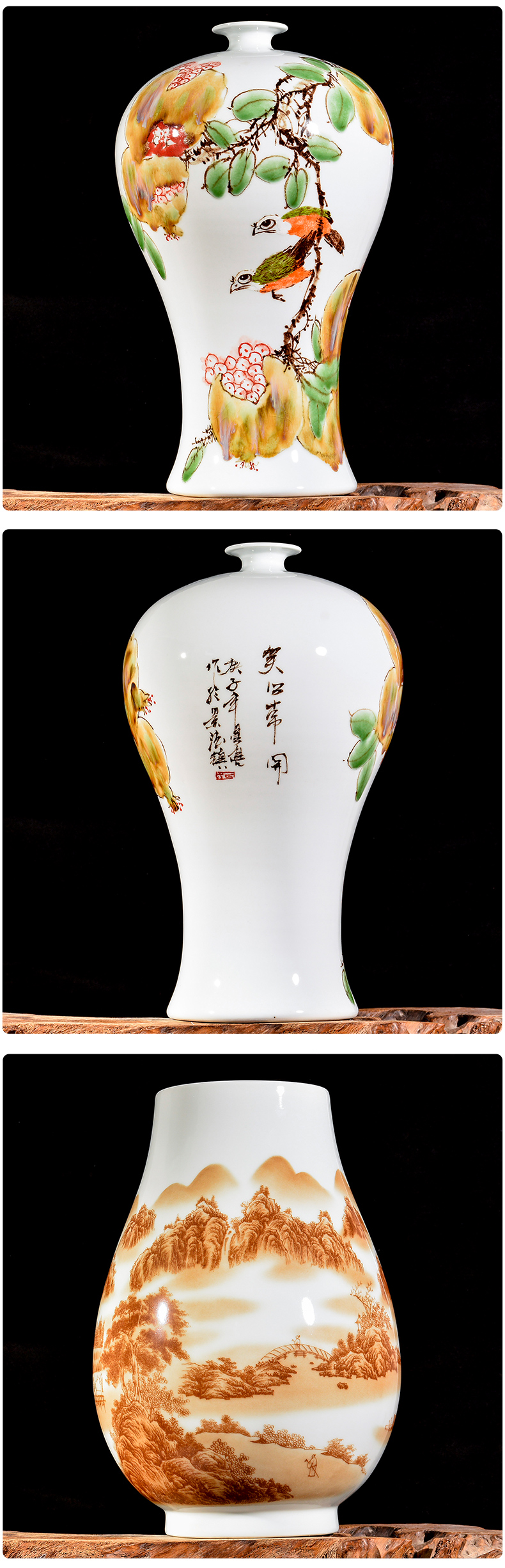 Jingdezhen ceramic vases, flower arranging large landscape new sitting room of Chinese style household furnishing articles rich ancient frame decorative arts and crafts