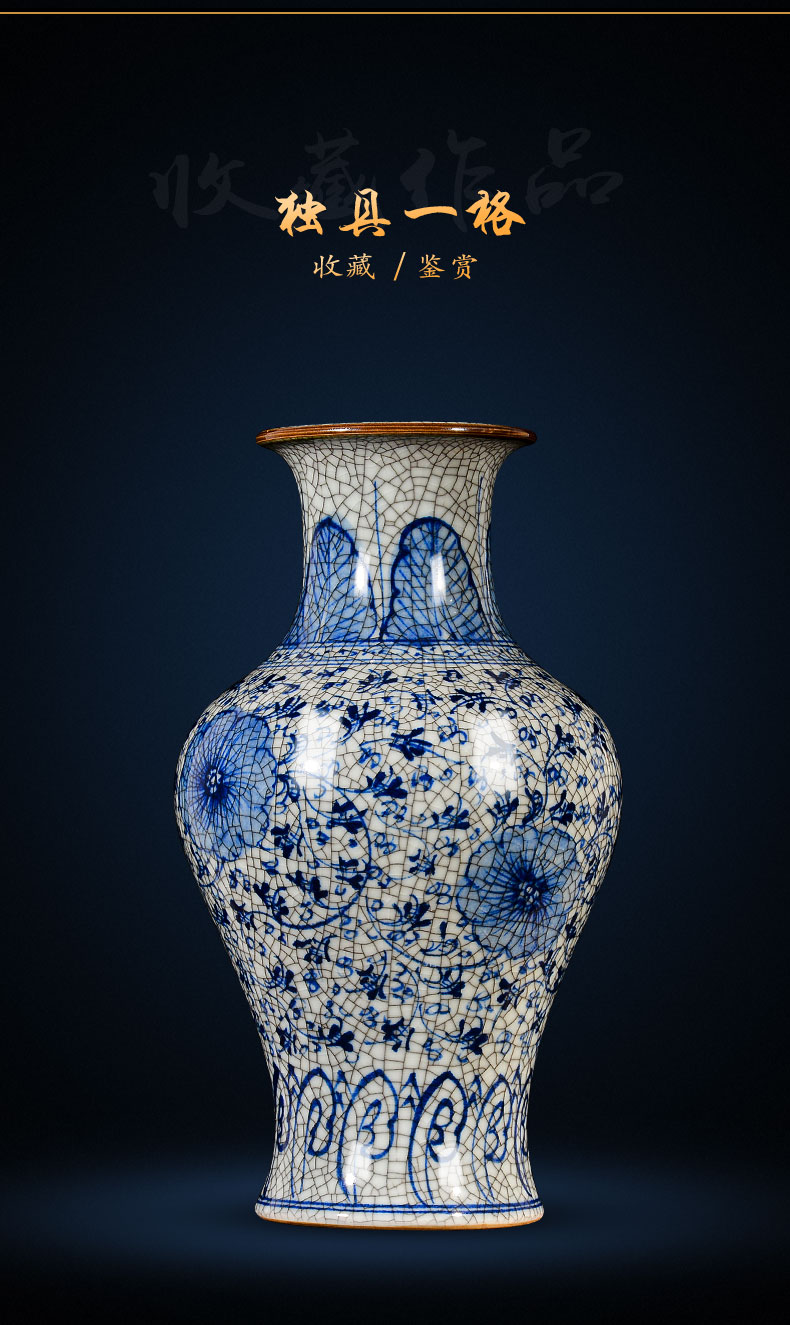 Jingdezhen ceramics vase hand - made of blue and white porcelain up of the study of Chinese style household living room TV cabinet furnishing articles