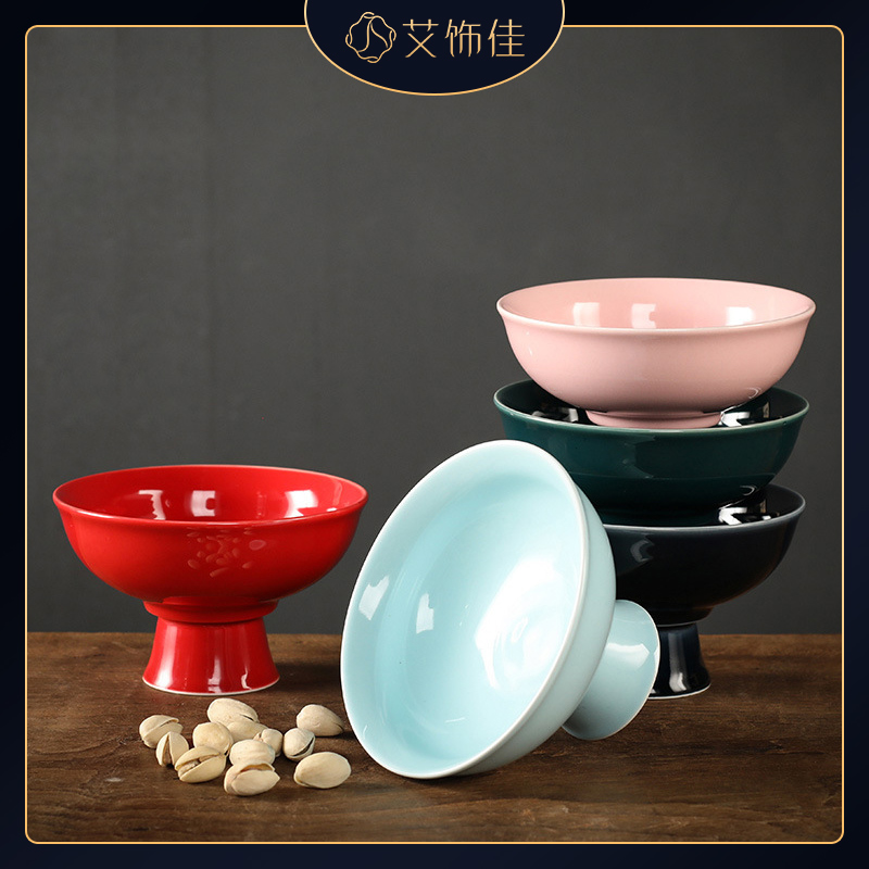 High fruit bowl contracted and I creative, creative household ceramic bowl candy tea table in the living room furnishing articles